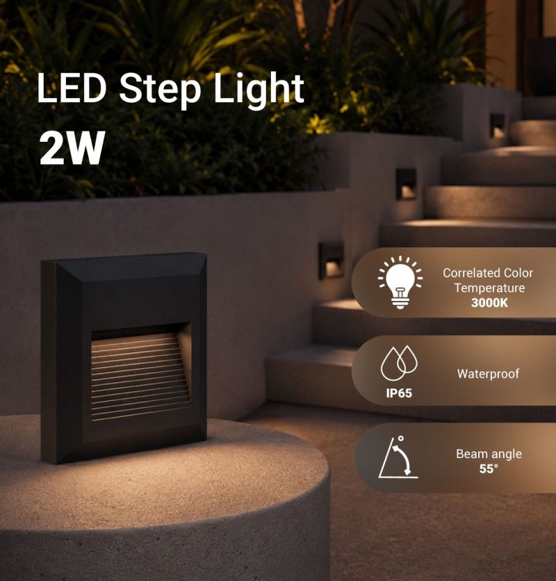 Optonica LED Step Light Square Black