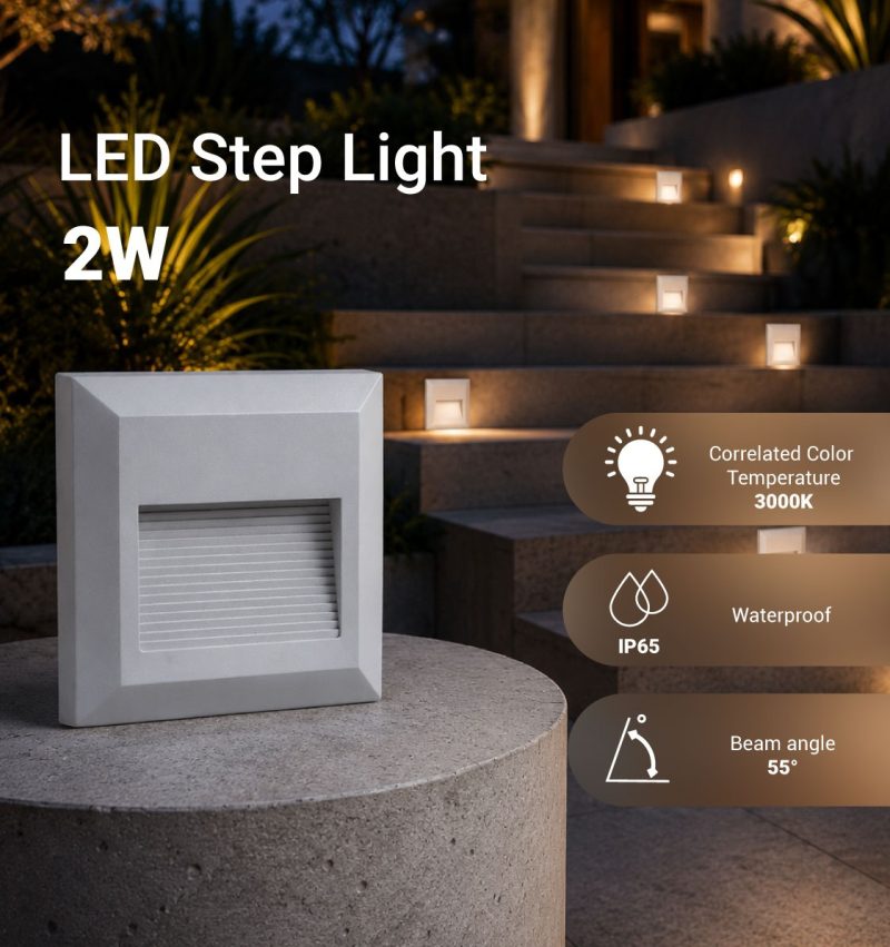 Optonica LED Step Light Square Grey