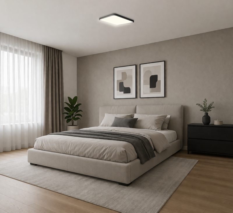Optonica LED Ceiling Light Black Body - Square