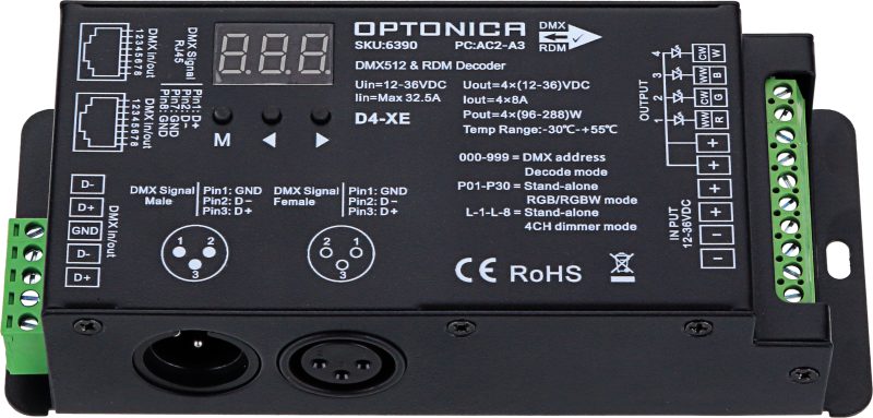 Optonica 4 Channel Constant Voltage DMX512 Decoder