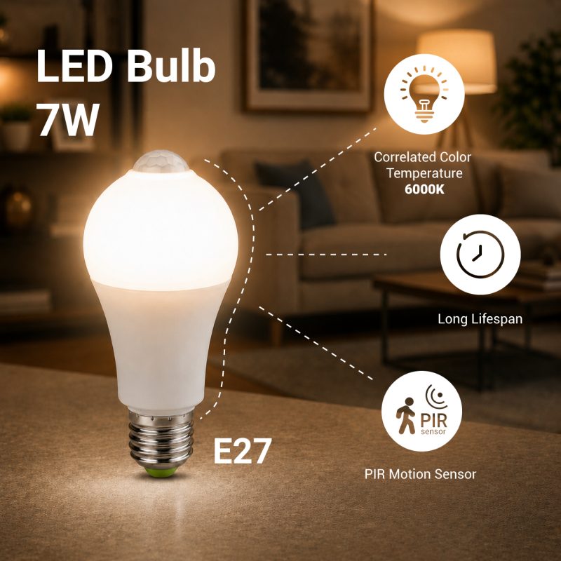 Optonica LED Bulb 7W E27 With PIR Motion Sensor