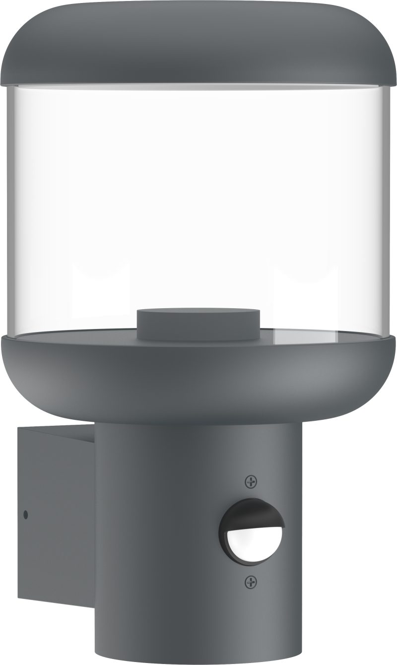 Optonica Wandlamp Aluminium Clear PC E27 Socket IP54 + PIR SENSOR