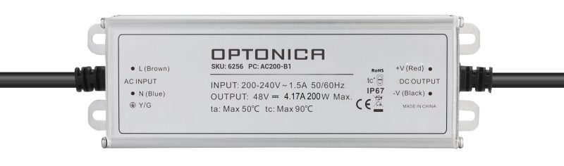 Optonica LED Waterproof Power Supply IP67 200W 48V 4.17 A 3 years warranty