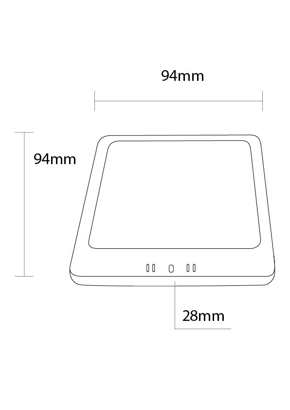 Optonica 6W LED Surface Panel Square 3CCT Black