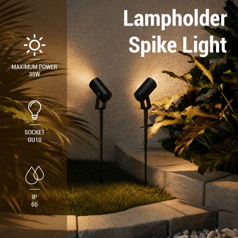 Optonica Lampholder Spike Light GU10 IP65 - BLACK BODY