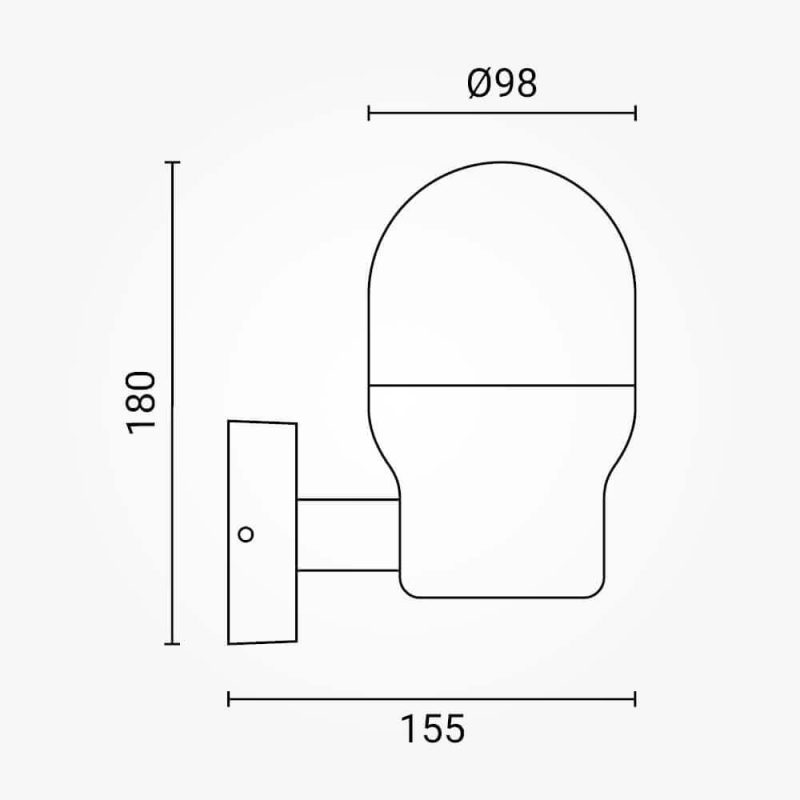 Optonica Applique in Alluminio IP44 1xE27 BLACK BODY