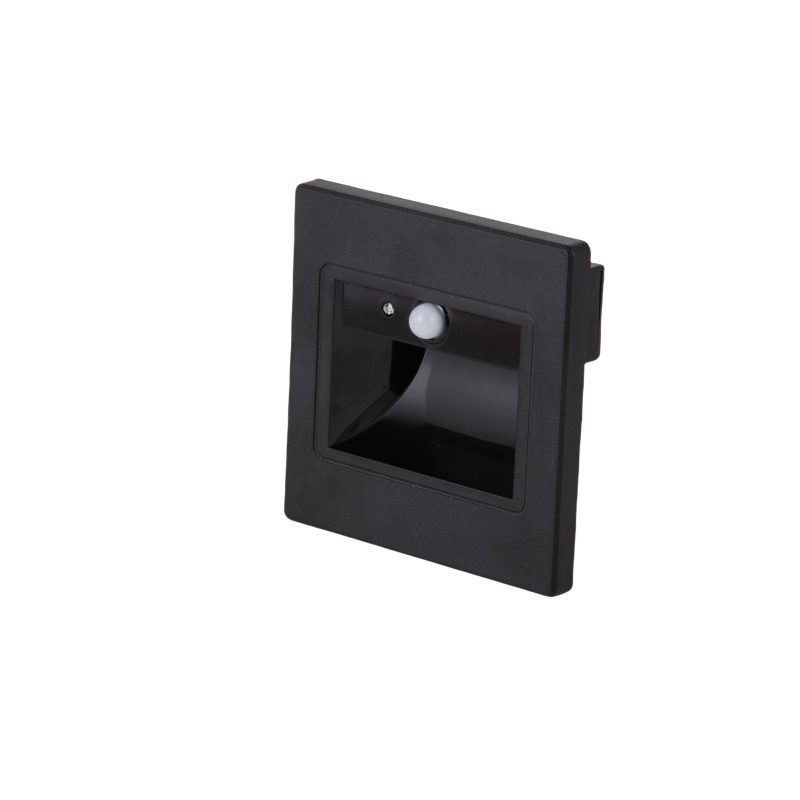 Optonica LED Step Light Square 1W 3000K IP20 Black + Sensor