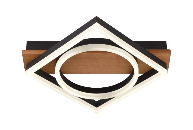 Optonica LED Ceiling Light 44W Black/Wood Body CCT + Remote Control