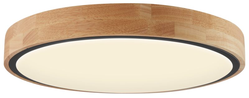 Optonica LED Deckenleuchte 60W Schwarz/Holz Gehäuse CCT + Fernbedienung