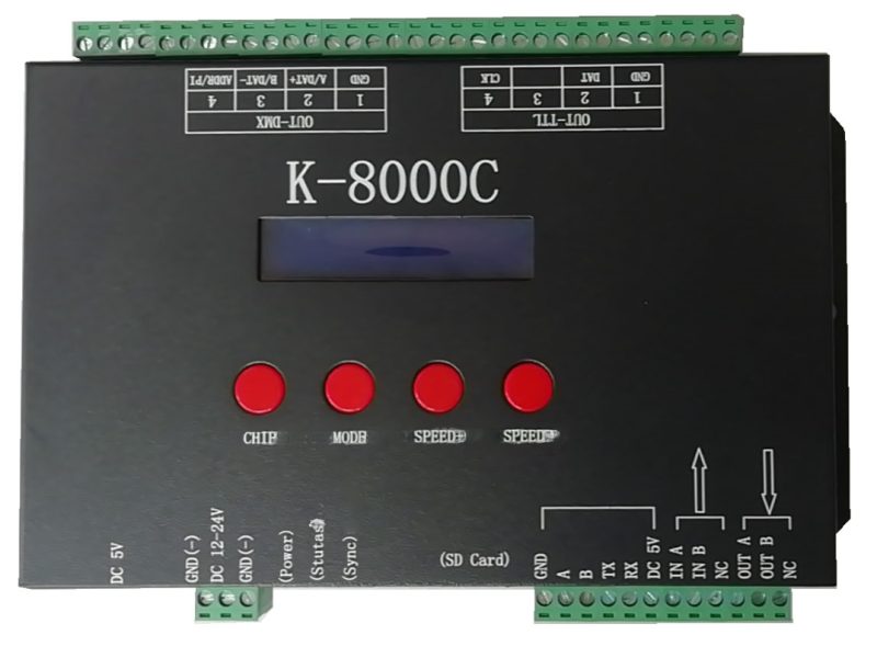 Optonica DC5V DMX/SPI Controller - 8 Puertos de Salida