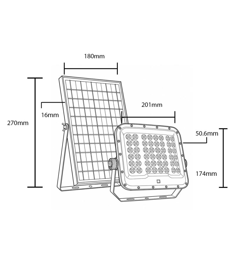 Optonica LED Solar Floodlight 650LM 5Ah CCT IP65 + Lighting Control + Remote Control