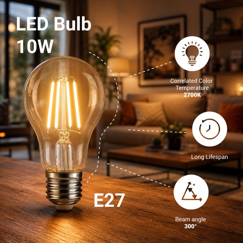 Optonica LED BULB A60 E27 10W FILAMENT
