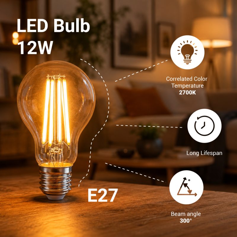 Optonica LED BULB A60 E27 12W FILAMENT