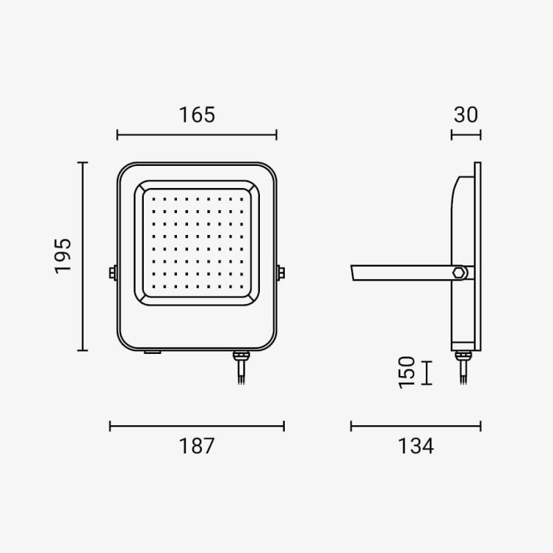 Optonica LED SMD Floodlight Black Body IP65