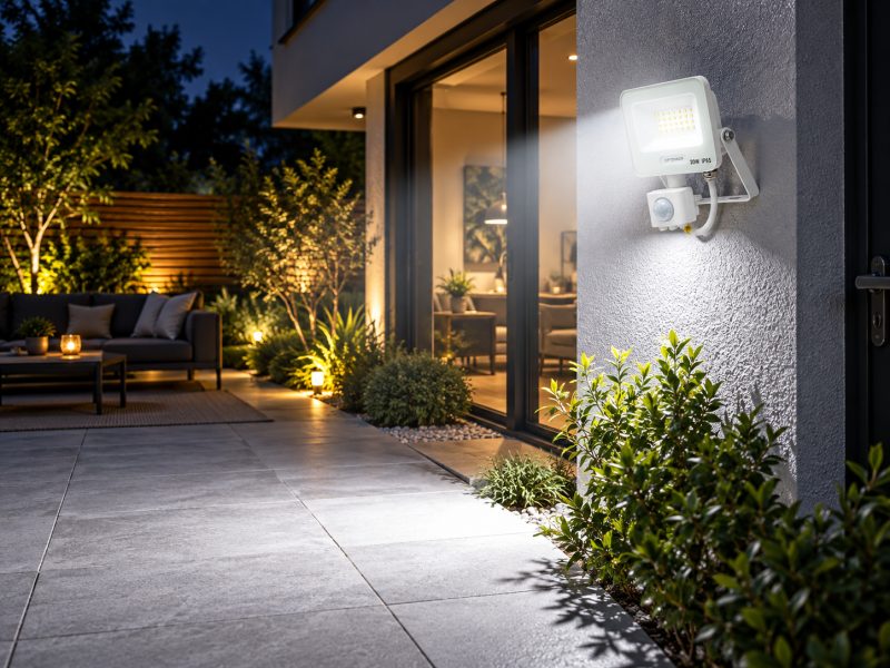 Optonica LED SMD Floodlight IP65 White Body with Sensor