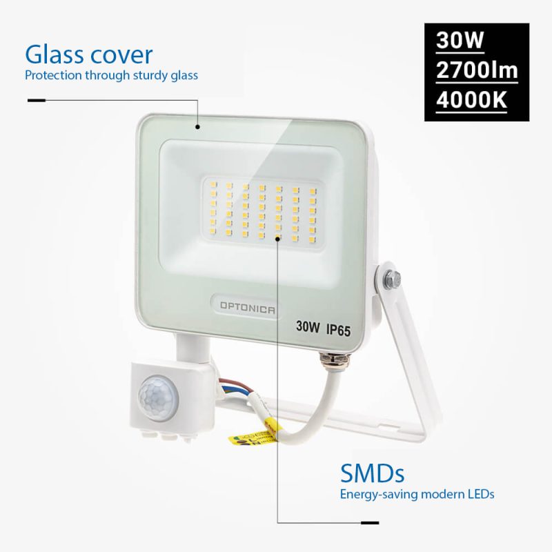 Optonica LED SMD Flutlicht IP65 Weiß mit Sensor