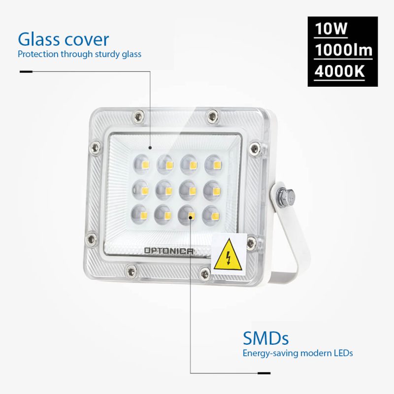 Optonica LED SMD Floodlight White Body IP65 - LUMILEDS Chip