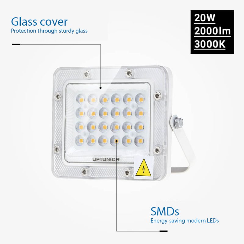 Optonica LED SMD Floodlight White Body IP65 - LUMILEDS Chip