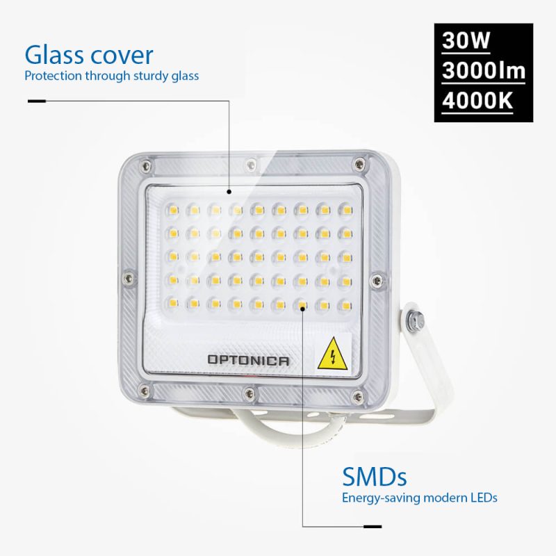Optonica LED SMD Floodlight White Body IP65 - LUMILEDS Chip