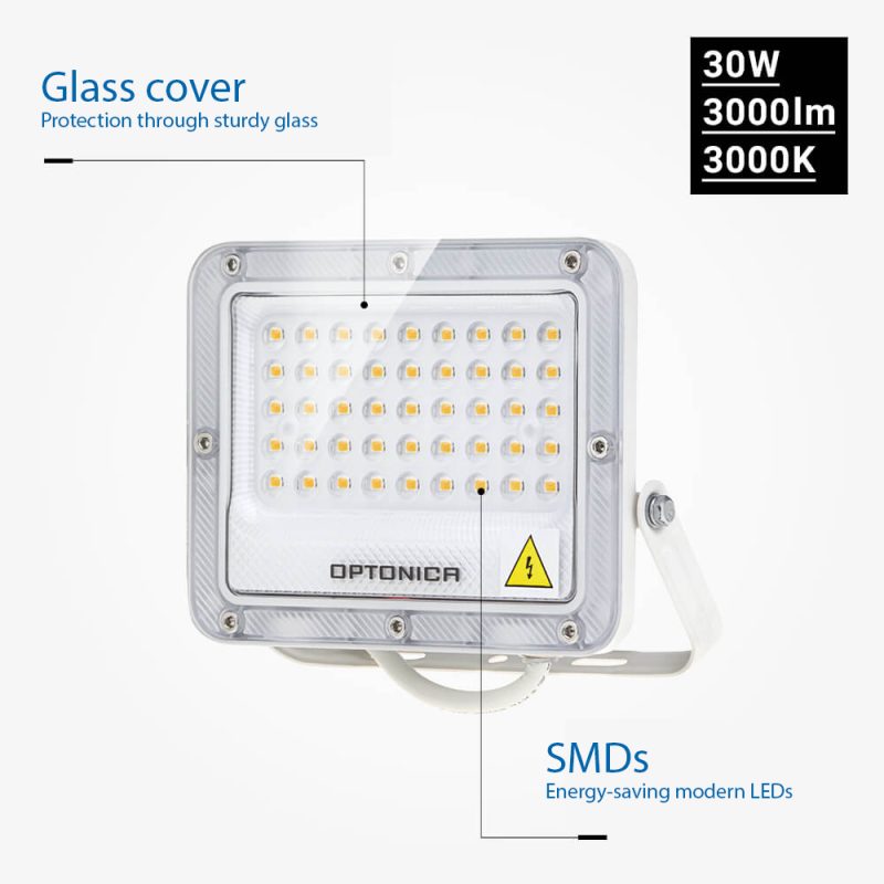 Optonica LED SMD Floodlight White Body IP65 - LUMILEDS Chip