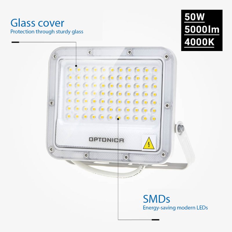 Optonica LED SMD Floodlight White Body IP65 - LUMILEDS Chip