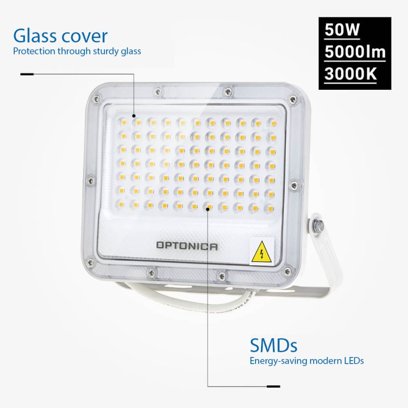 Optonica LED SMD Floodlight White Body IP65 - LUMILEDS Chip