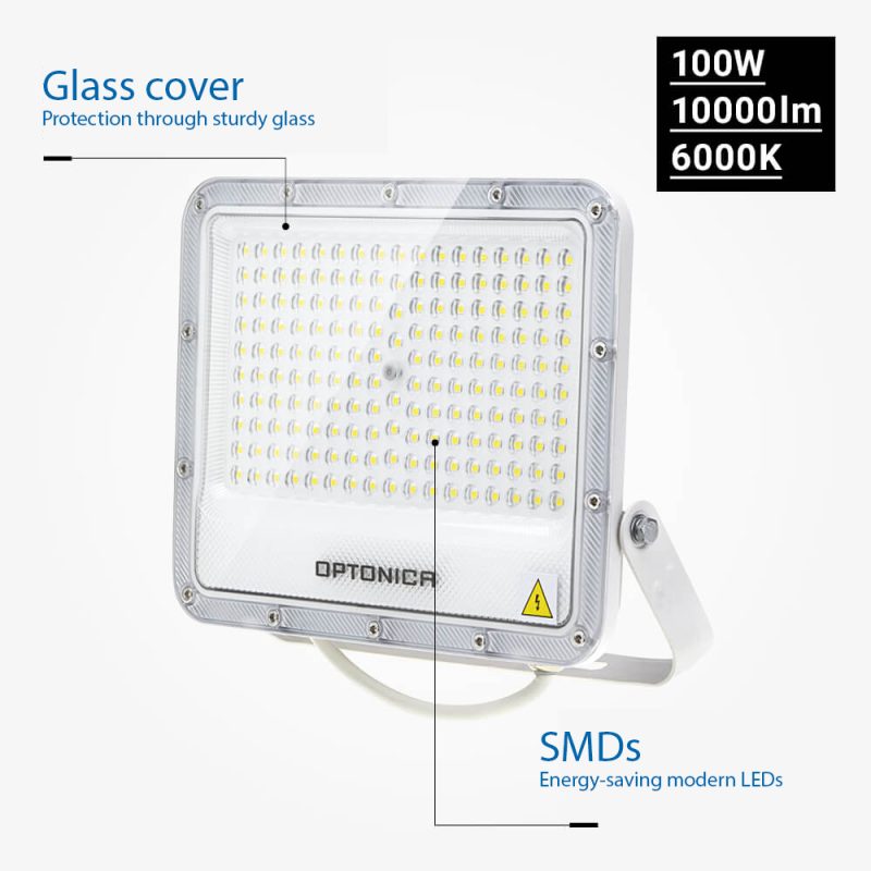 Optonica LED SMD Floodlight White Body IP65 - LUMILEDS Chip