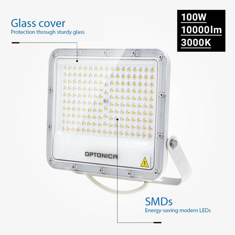 Optonica LED SMD Floodlight White Body IP65 - LUMILEDS Chip