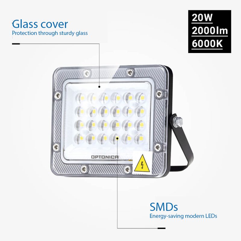 Optonica LED SMD Floodlight Black Body IP65 - LUMILEDS Chip