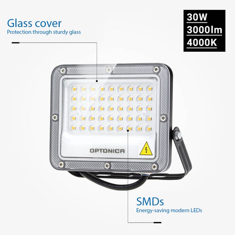 Optonica LED SMD Floodlight Black Body IP65 - LUMILEDS Chip
