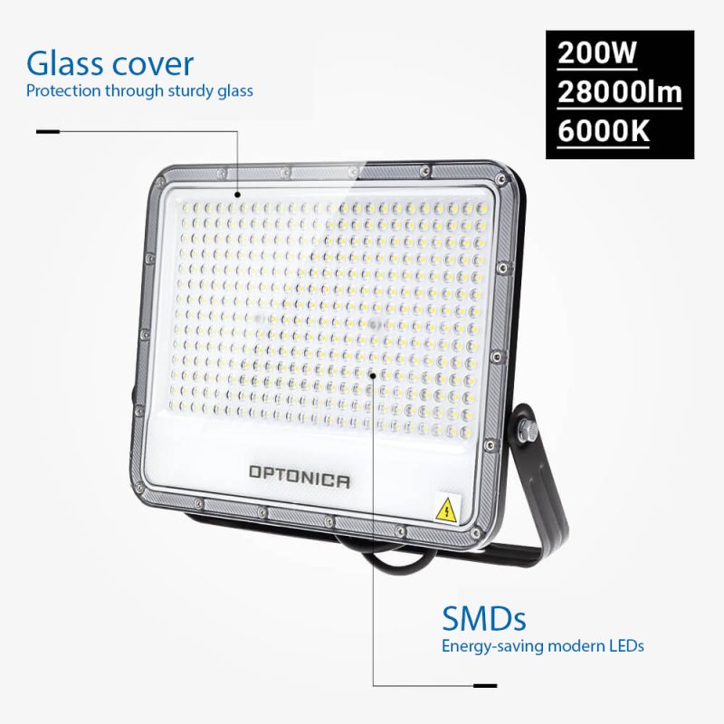 Optonica LED SMD Floodlight Black Body IP65 - LUMILEDS Chip