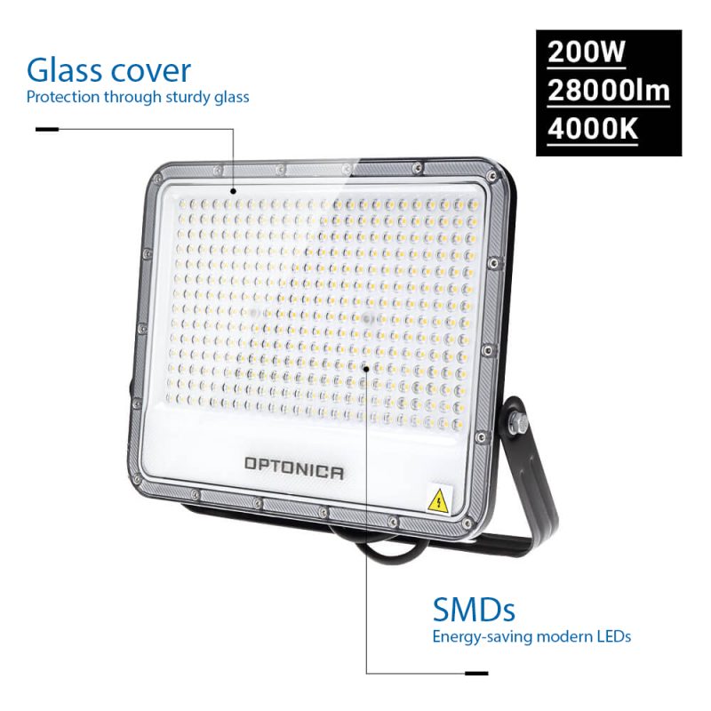 Optonica LED SMD Floodlight Black Body IP65 - LUMILEDS Chip