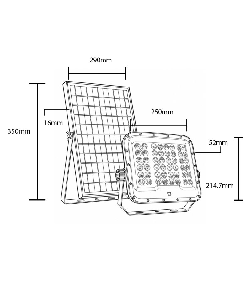Optonica LED Solar Floodlight 2000LM 15Ah CCT IP65 + Lighting Control + Remote Control