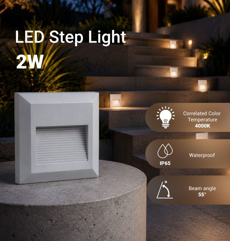 Optonica LED Step Light Square Grey