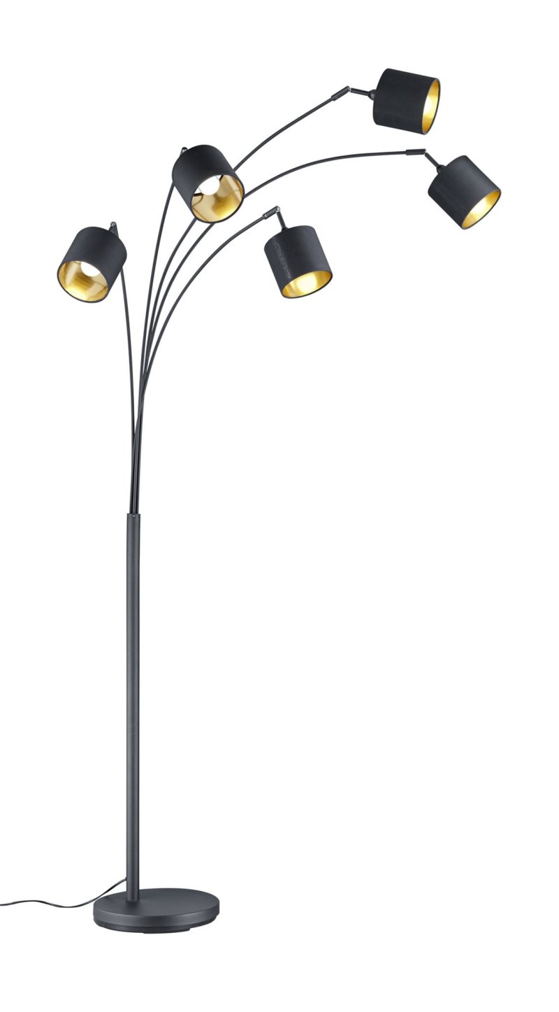 Trio Lighting Stehleuchte 5x E14 28W mattschwarz, verstellbare Leselampe
