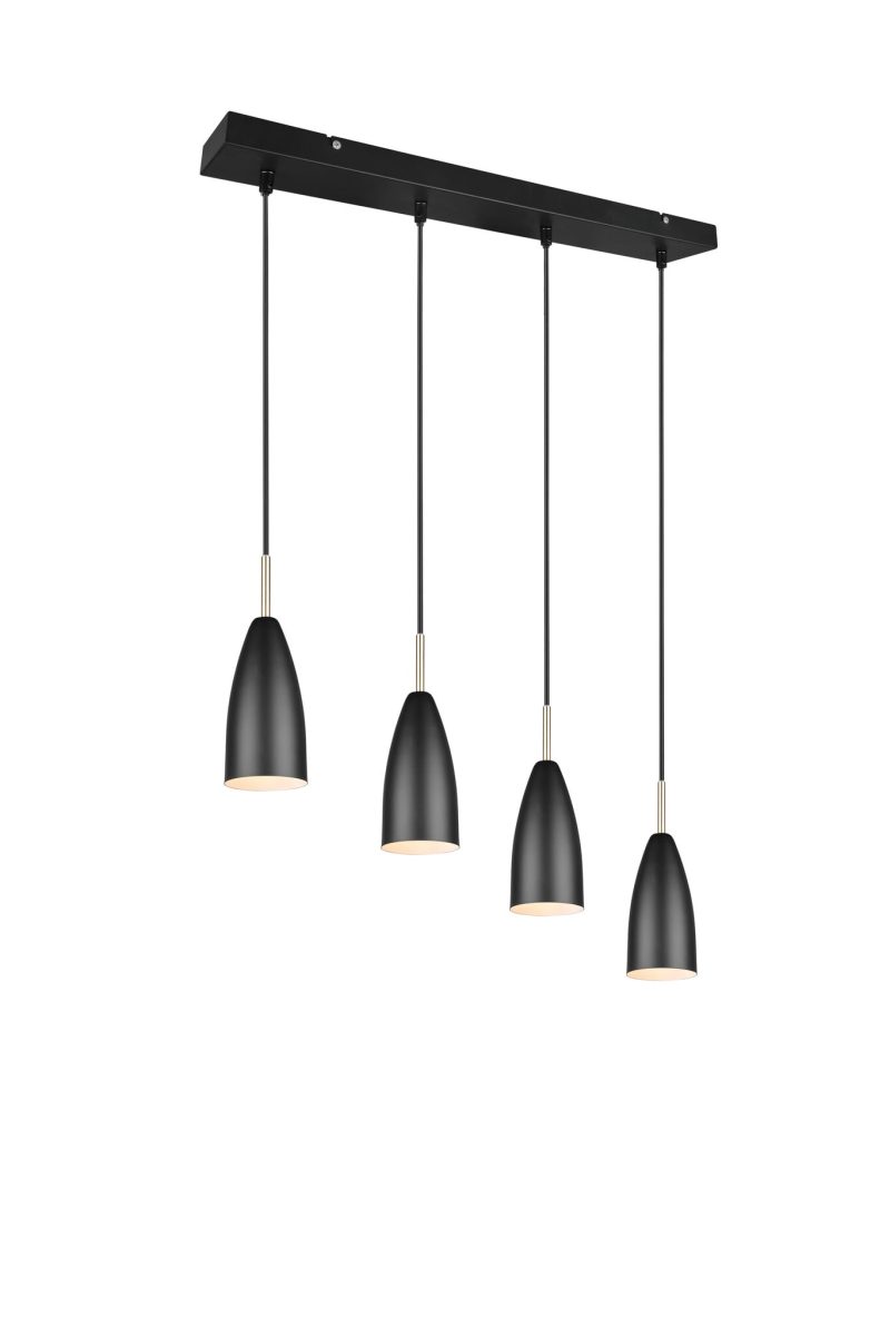 Trio Lighting Farin lampada a sospensione 4x E14 nero opaco, regolabile