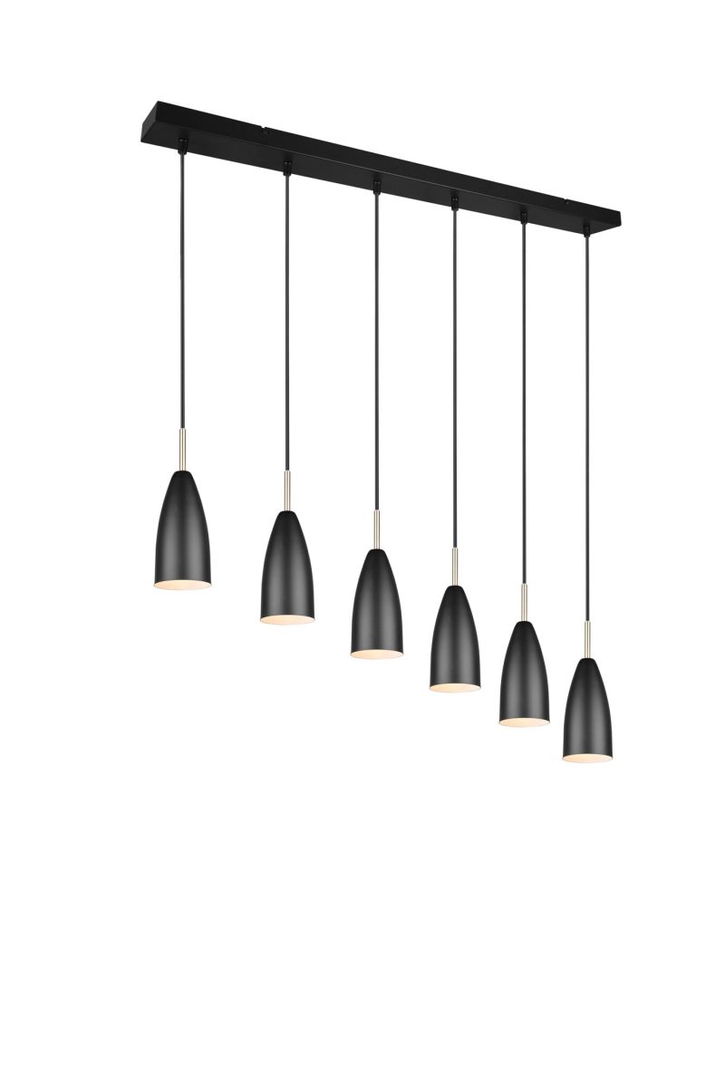 Trio Lighting Farin lampada sospensione elegante 6xE14 nero opaco