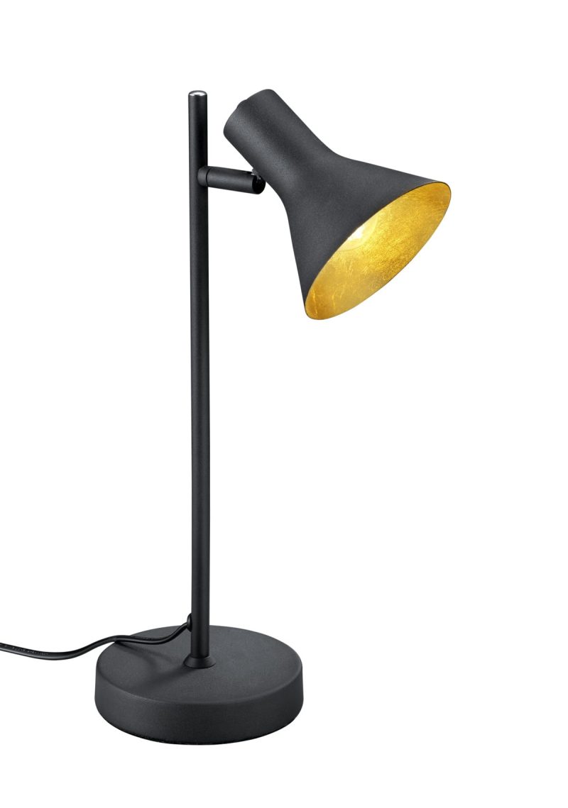 Trio Lighting Nina table lamp with E14 fitting, black-gold metal, 39 cm high