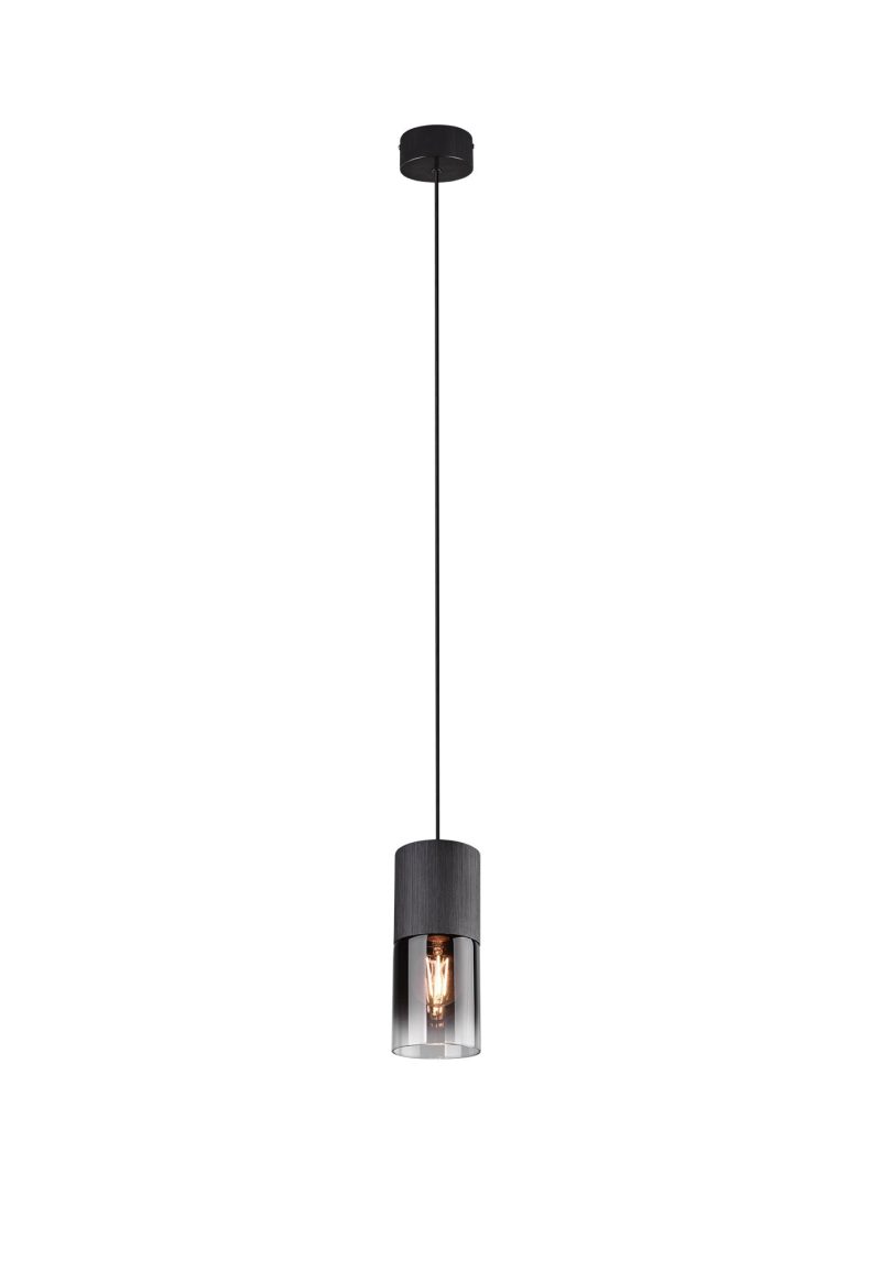 Trio Lighting Smokey hanglamp 1xE27 mat zwart metalen armatuur IP20