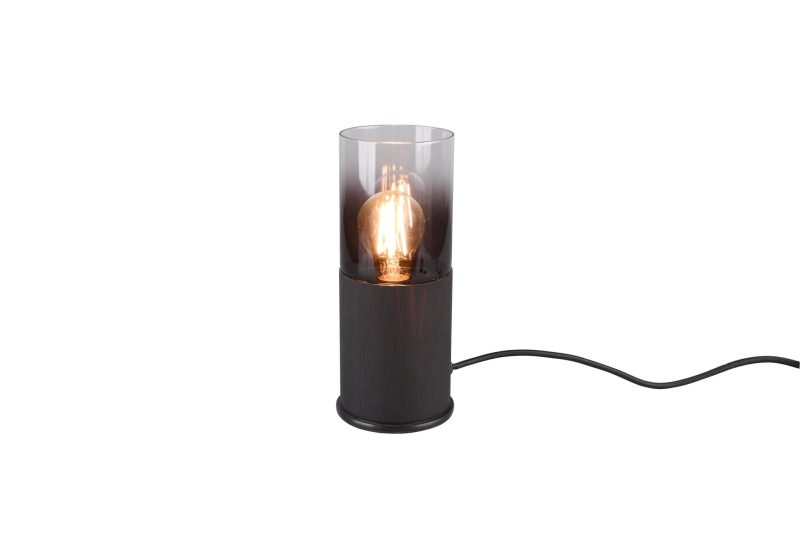 Trio Lighting Robin table lamp smokey matte black metal with E27 socket