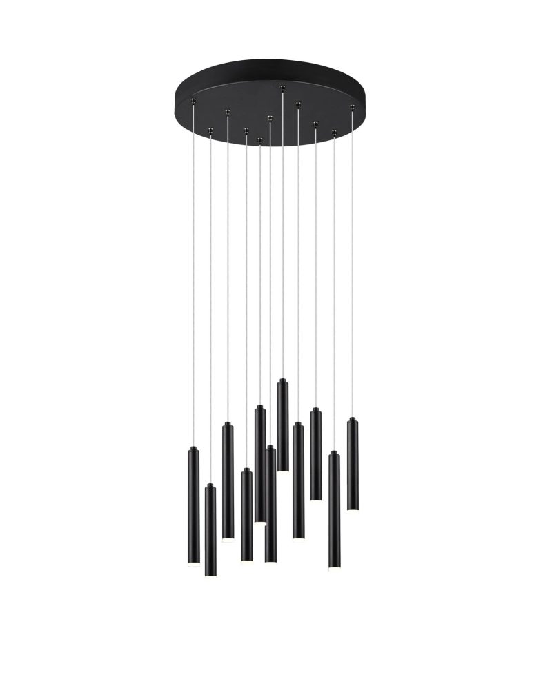 Trio Lighting Runde stabförmige Hängelampe 11xLED DIM 2,8W mattschwarz