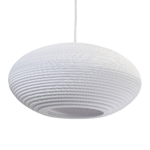 Disc16 hanglamp karton wit-beige ellipsvorm Ø42cm E27