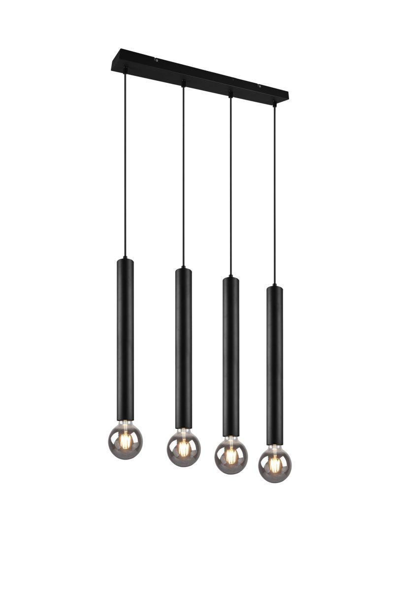 Trio Lighting Clermont lampada a sospensione nero opaco metallo 4xE27