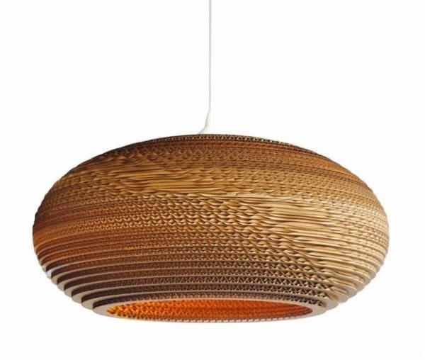 Hängelampe Karton Ellipse Ø50cm E27 weiß oder beige