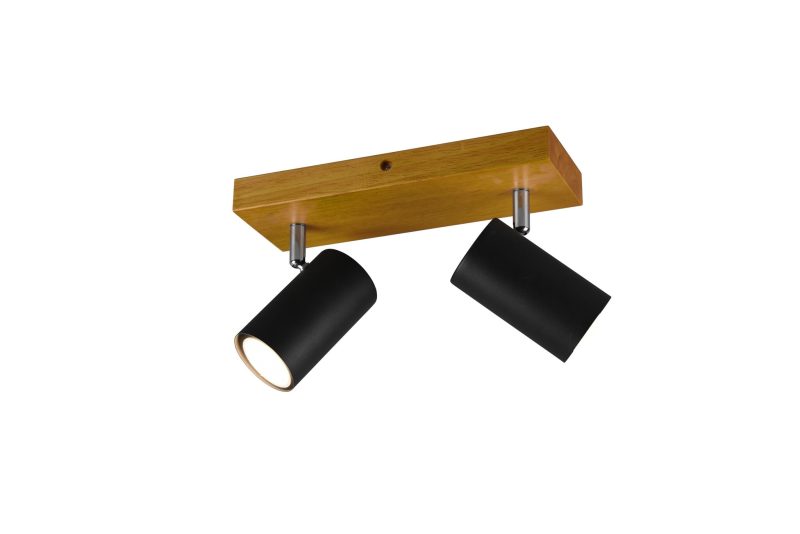 Trio Lighting Matt black manoeuvrable duo ceiling spot 2xGU10