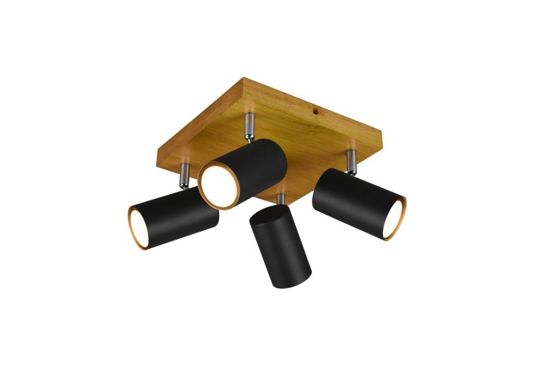 Trio Lighting Faretto da soffitto quadrato nero opaco 4xGU10