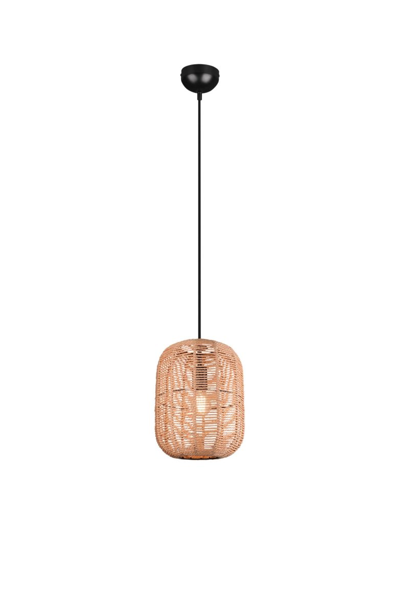 Trio Lighting Kleine verstellbare Sisal-Hängelampe 1xE27 mattschwarz
