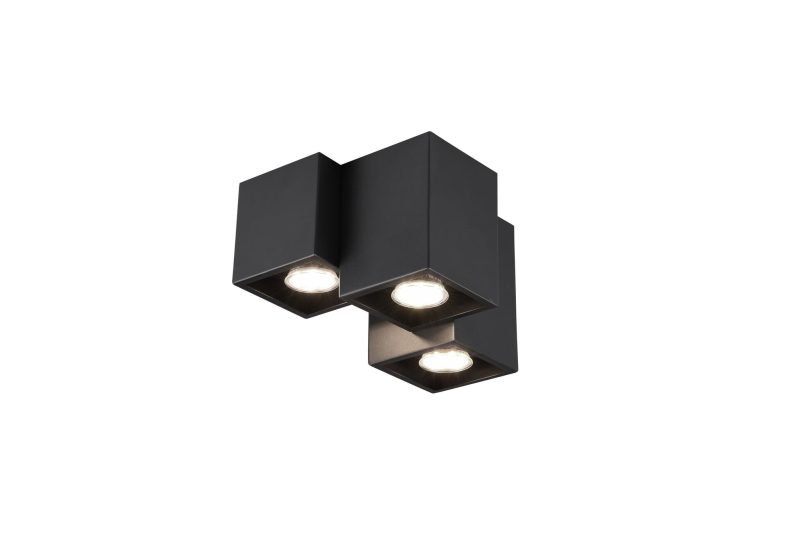 Trio Lighting Lampada da soffitto 3 blocchi irregolari 3xGU10 nero opaco