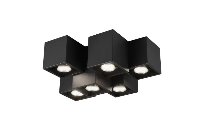 Trio Lighting Lámpara de techo 6 bloques desiguales 6xGU10 negro mate