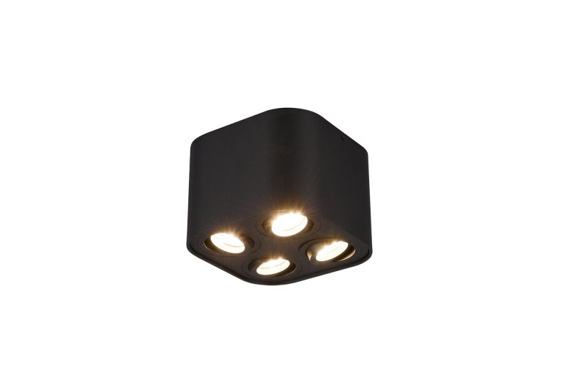 Trio Lighting Richtbare ronde mat zwart quartet plafondspot 4xGU10